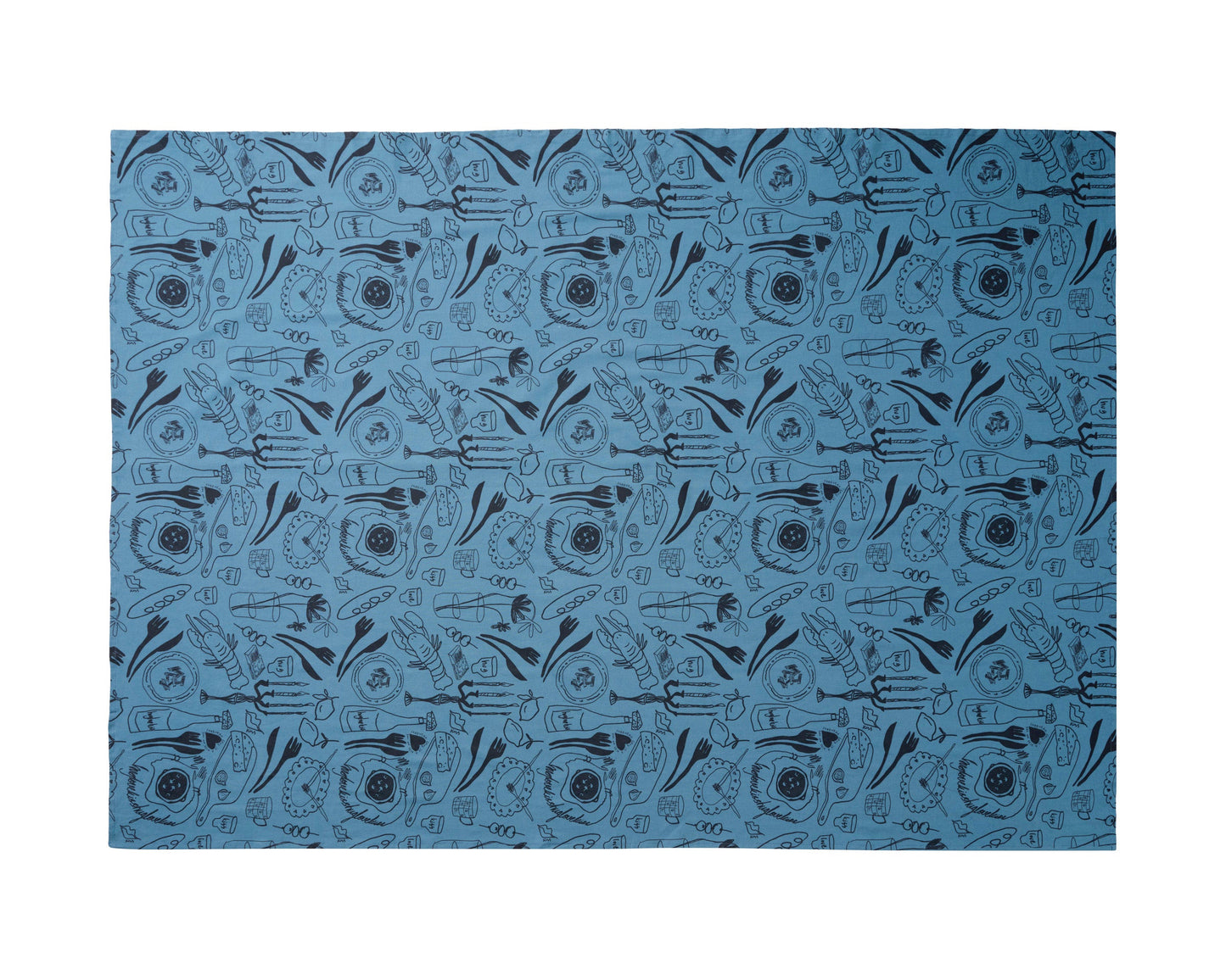 Summer Scribbles- %100 Cotton Linen - Masa Örtüsü