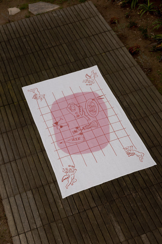 Wine Angels %100 Keten Masa Örtüsü 150x250cm