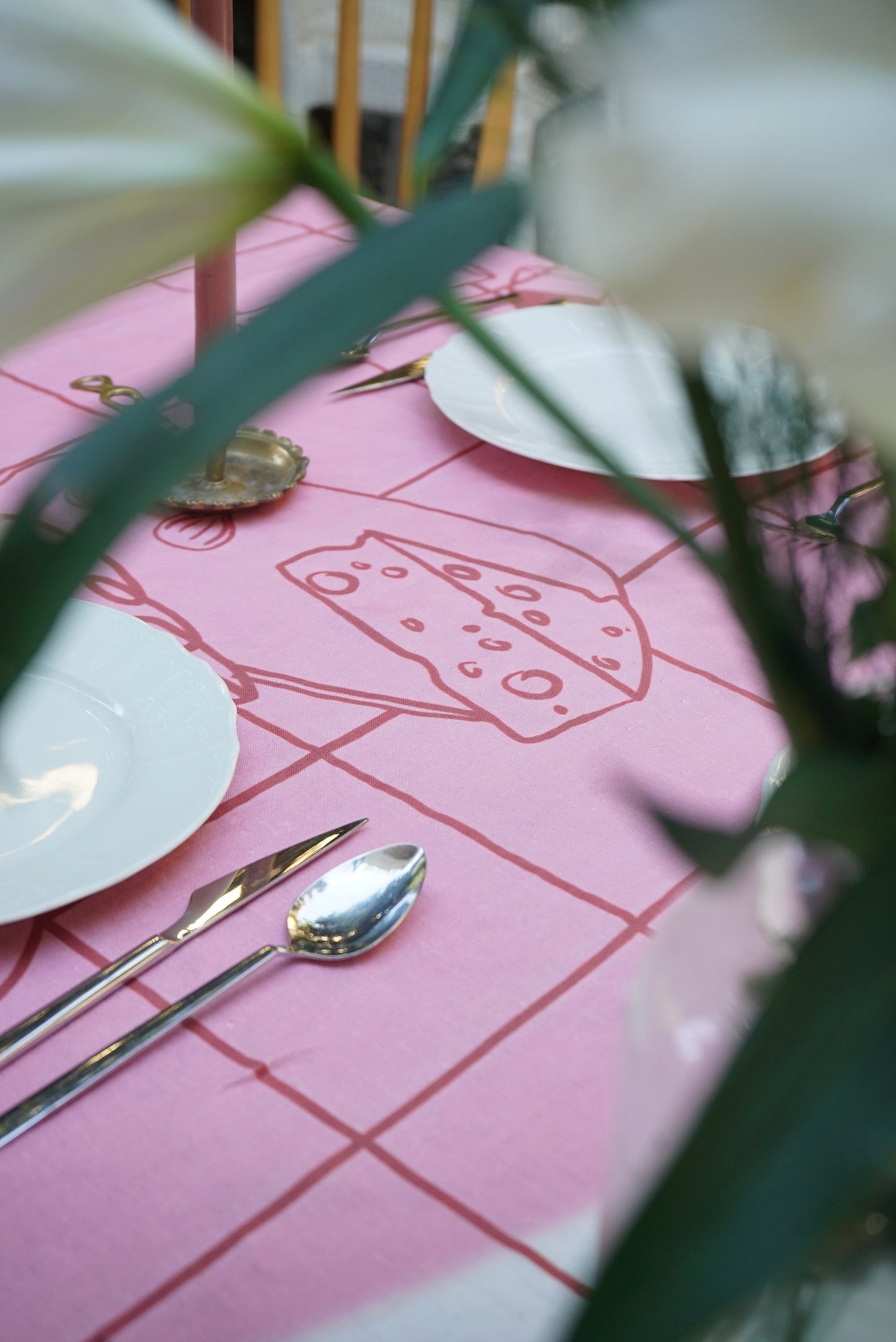 Wine Angels %100 Keten Masa Örtüsü 150x250cm