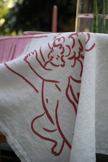 Wine Angels %100 Keten Masa Örtüsü 150x250cm