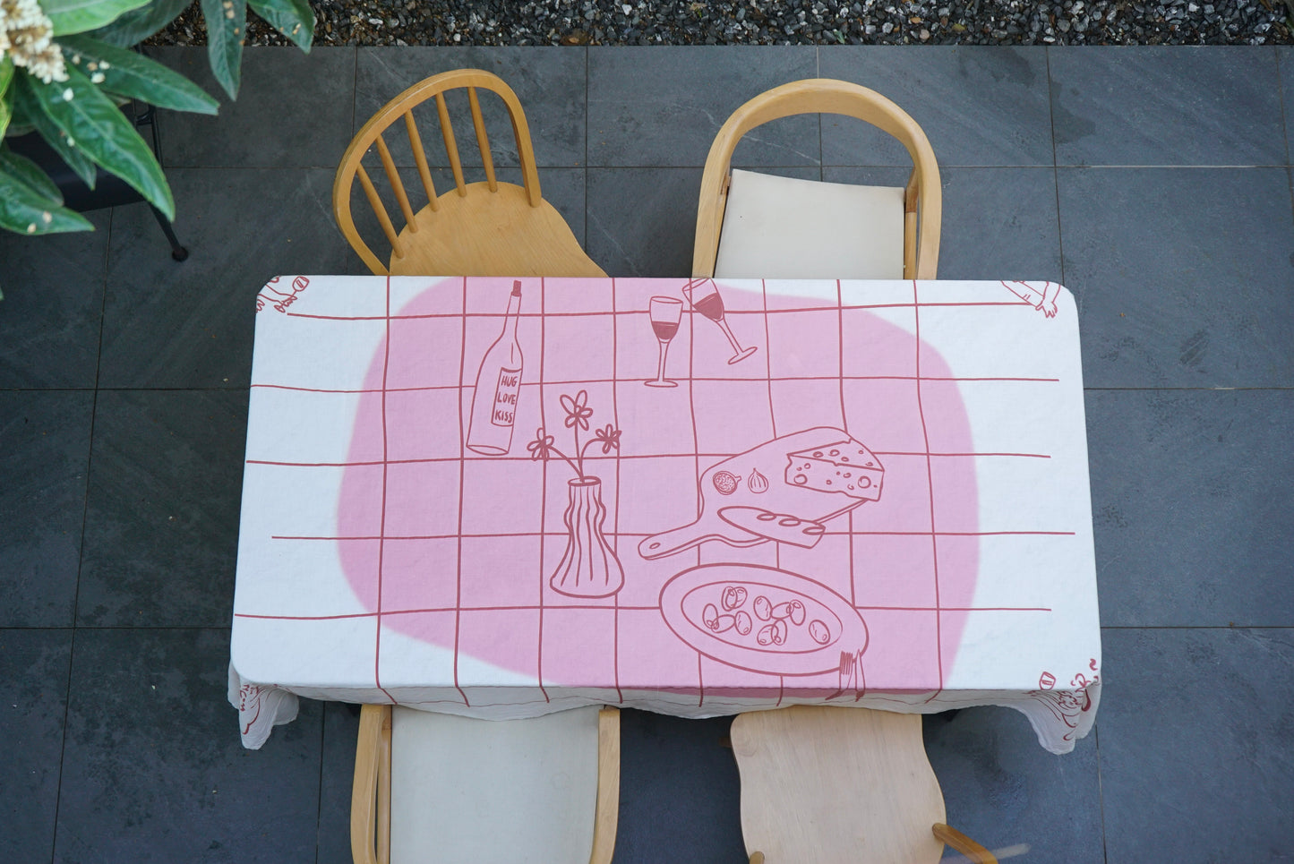 Wine Angels %100 Keten Masa Örtüsü 150x250cm