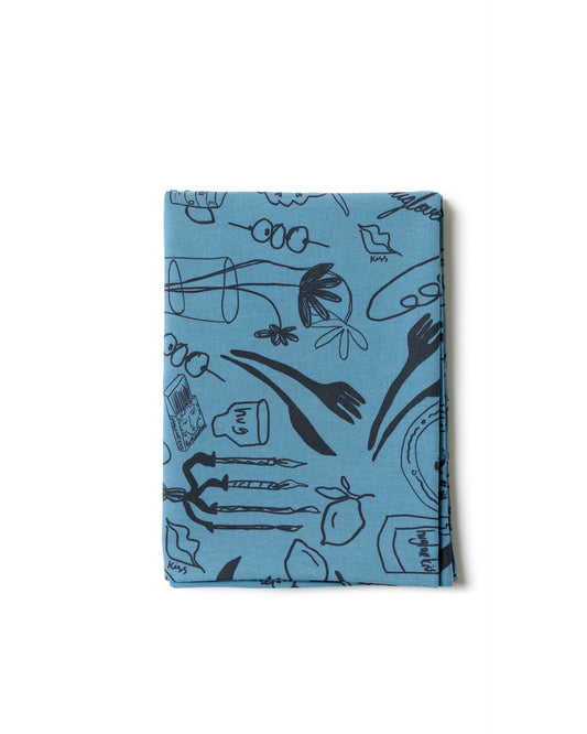 Summer Scribbles- %100 Cotton Linen - Masa Örtüsü