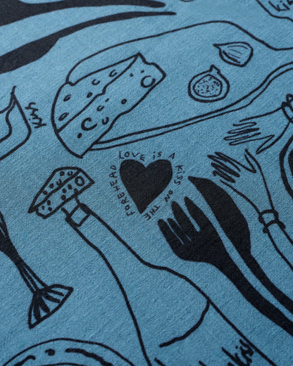 Summer Scribbles- %100 Cotton Linen - Masa Örtüsü