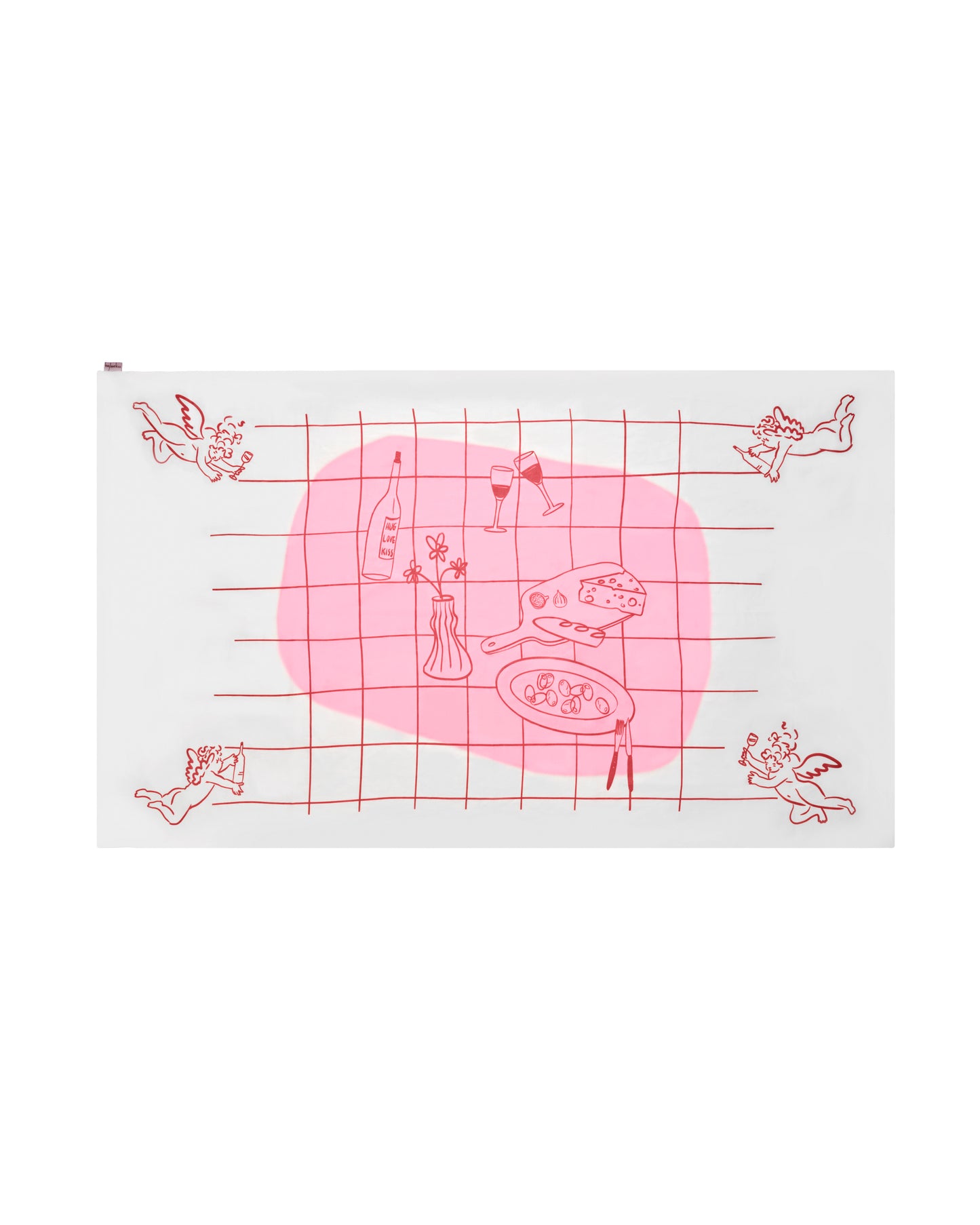 Wine Angels %100 Keten Masa Örtüsü 150x250cm