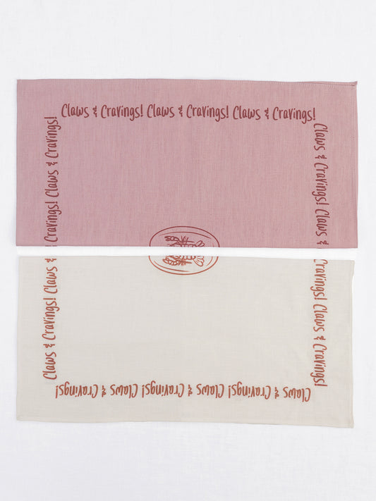 Claws & Cravings! Pink - %100 Keten Kumaş Peçete