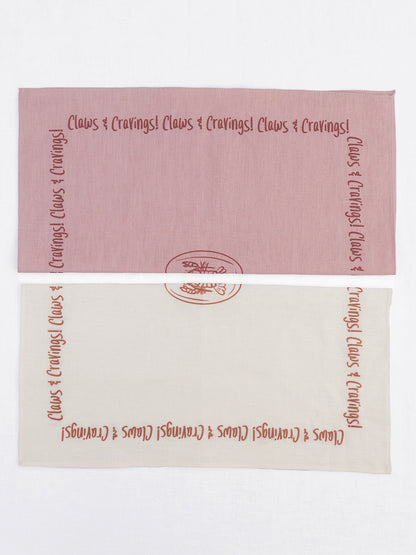 Claws & Cravings! Pink - %100 Keten Kumaş Peçete