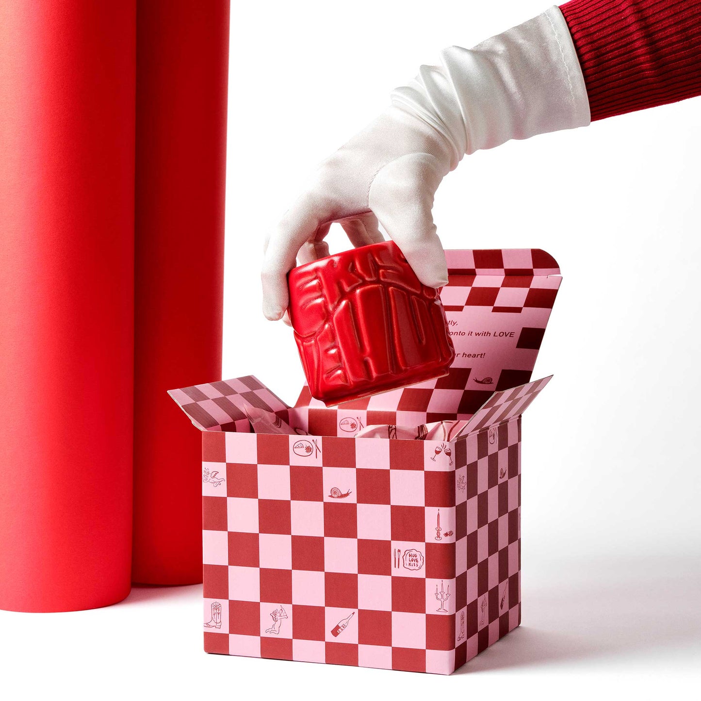 Bubble Hug- Seramik Bardak - Kırmızı